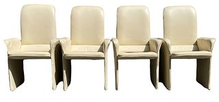 Set of Four Post Modern Leather Chiclet Chairs 