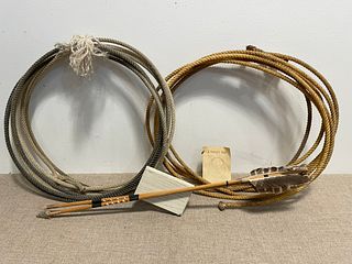 Rawhide Leather Cowboy Rope & Native American Arrows 