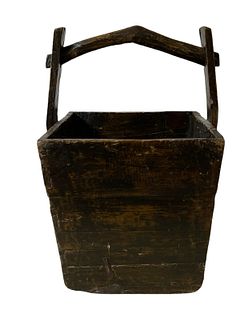 Old Chinese Wood Handled Basket 