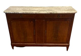 Louis XV Marble Top Inlaid Buffet 