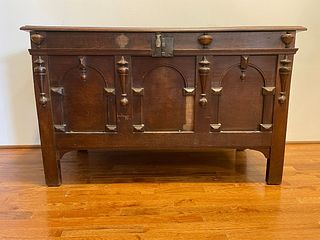 Early 20th C Oak Trunk from Chicago Hotel 