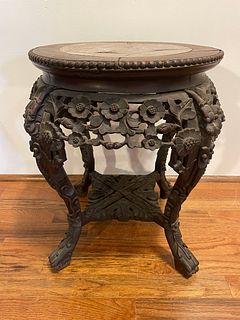 1920's Carved Oriental Plant Stand 