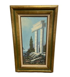 WILHELM SPIELMANN "Greco / Roman Ruins" Oil on Canvas 