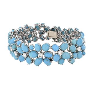 Diamond, Turquoise and Platinum Bracelet
