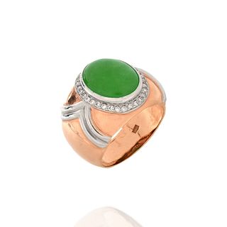 Jade, Diamond and 9K Ring