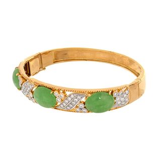 Jade, Diamond and 20K Bracelet