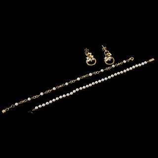Pearl and 14K Bracelets and Earrings