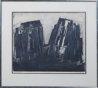 Terry Haass (1923-, American), "Nahr el Kelb," 20th c., etching on paper, edition 10/25 in pencil on bottom margin, pencil signed on lower right margi