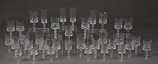 Thirty-Six Piece Set of French Crystal Stemware, 20th c., consisting of 12 red wines, 4 champagnes, 13 white wines, and 7 sherries. (36 Pcs.)