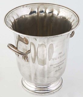 Gorham Silverplated Ice Bucket, 1968, from King of Hermes, engraved "1988 King of hermes, greetings and Salutations, The Pendennis Club of New Orleans