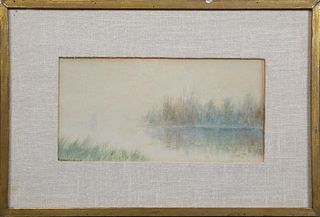 Gerard Rutgers Hardenbergh (1855-1915, New Jersey), "Sailboat on the Lake," late 19th c., watercolor on paper, signed lower left, presented in a linen