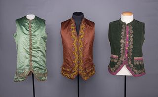 ONE BESPOKE & TWO THEATRICAL WAISTCOATS, 1770s & EARLY-MID 19TH C