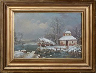 George David Coulon (1823-1904, New Orleans), "European Winter Landscape," 1878, oil on panel, signed and dated lower right "G. D. Coulon, 1878," pres