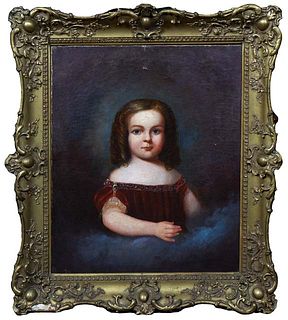 J.M. Macdowell, "Posthumous Portrait of a Young Girl," 1854, oil on canvas, signed "Painted by J.M. Macdowell" and dated en verso, with an indistinct 