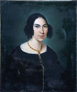 American School, "Portrait of a Mourning Young Lady with Curls," 19th c., oil on canvas, unsigned, unframed, H.- 24 in., W.- 19 3/4 in.