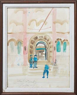 Noel Rockmore (1928-1995, New Orleans), "20th Precinct," 1970, watercolor, pen and ink on paper, signed, titled and dated in pen on bottom, with E. L.