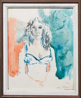 Noel Rockmore (1928-1995, New Orleans), "The Stripper," 1971, watercolor on paper, signed, titled and dated lower right, with with E. L. Borenstein Co