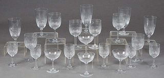 Twenty-Twenty-One Piece Set of Baccarat Crystal Stemware, in the"Nancy" Pattern, consisting of 6 red wines, 5 water glasses, 6 white wines, and 4 cham