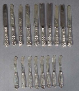 Eighteen Pieces of Sterling, consisting of 8 Georg Jensen "Acanthus" pattern butter knives; and 10 Tiffany & Co. sterling handle fruit knives, wt.- 9.