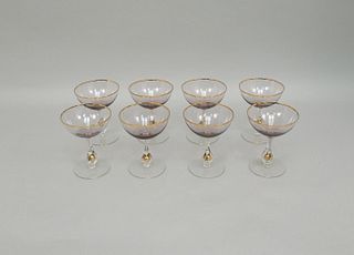 Set of (8) Stemmed Art glass Goblets.