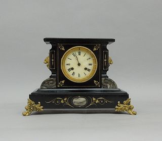 French Slate Marble Clock. 
