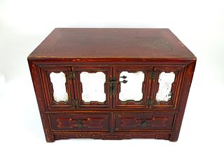 Chinese Lacquered Wood Low Chest, Late 19th C.