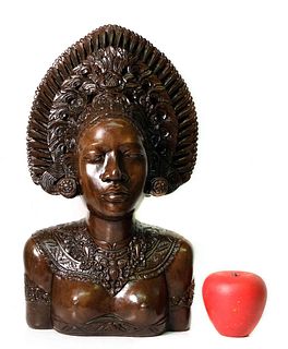 Vintage Fan Co NY African Princess Gemstone Bust