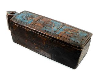 Primitive Chip Carved Box With Swing Lid
