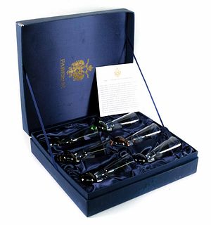Faberge Blue Box w/6 Colored Glass Cordials