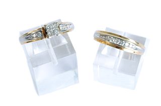 14k Two Tone Diamond Engagement Ring Set