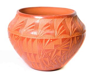 Acoma Pottery Sgraffito Olla Bowl, Delores  Aragon