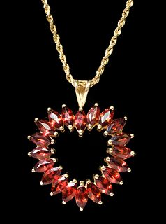 14k YG Pink Tourmaline Heart Pendant Necklace