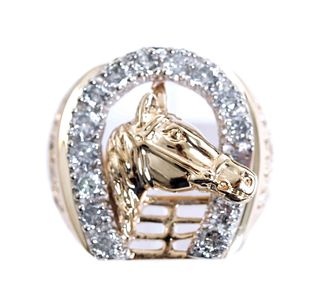 Estate 10k Gold & 1.68ctw Diamond Horseshoe Ring