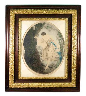 Louis Icart The Hiding Place Etching, Signed