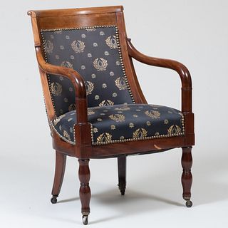 Continental Late Neoclassical Mahogany ArmchairÂ 
