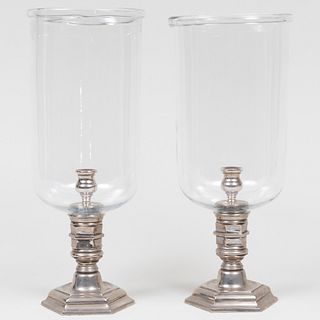 Pair of Glass and Silvered-Metal Photophores