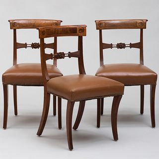 Three Regency Inlaid Mahogany Side Chairs