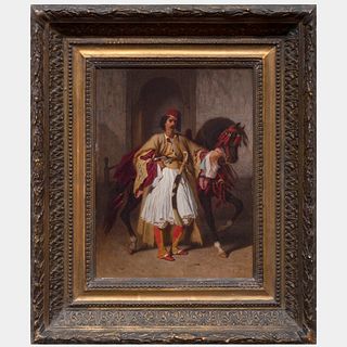 Style of EugÃ¨ne Delacroix (1798-1863): Portrait of a North African Soldier