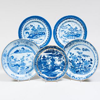 Group of Chinese Export Blue and White Porcelain Plates