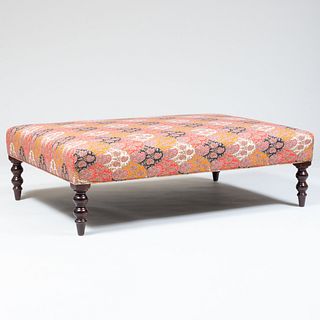 Victorian Style Mahogany and Paisley Upholstered Ottoman, in the manner of Geoffrey Bennison 