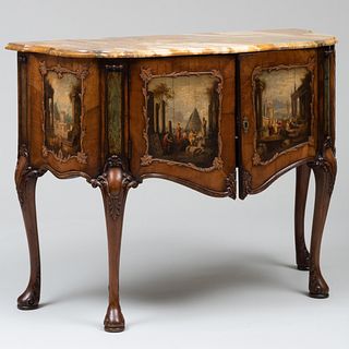 Italian Rococo Style Walnut and Painted Side Cabinet