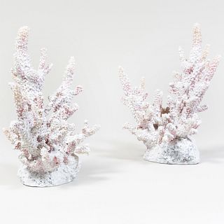 Two White Painted Composite Coral Groups