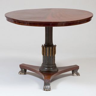 Continental Neoclassical Mahogany, Painted and Parcel-Gilt Center Table