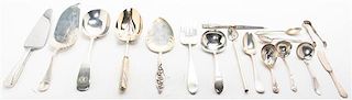 * A Group of American Silver Flatware Articles, , comprising 12 teaspoons with heart shaped bowls, Watson Company 1 serving spoo