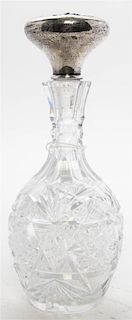 A Silver Mounted Cut Glass Decanter, Height 10 1/4 inches.