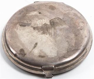 * An American Silver Compact,, Shreve & Co., San Francisco, CA, 20th Century, of circular form, the hinged cover opening to a mi