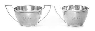 An American Silver Creamer and Sugar Bowl, 1910-15, Height 2 1/4 inches.