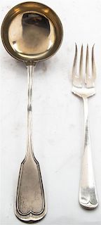 Two Silver Flatware Servers, , comprising a German silver soup ladle,?Behr, and a Mexican silver cold meat fork, Tane, Mexico Ci