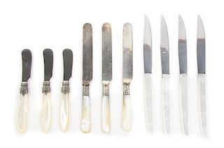 A Group of Mother-of-Pearl Handled Knives Length of longest 8 3/4 inches
