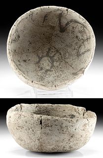 Anasazi Pottery Black on White Bowl w/ Sun Motif